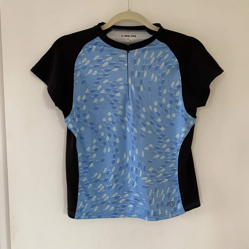 Pearl Izumi Women's Cycling Jersey Black & Light Blue Short Sleeve Top small